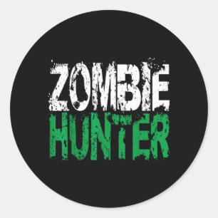 Halloween Zombie Hunter shirt Funny Party Gift Classic Round Sticker