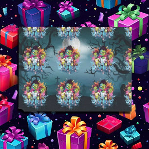 Halloween zombie kids blue tissue paper