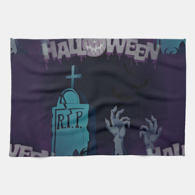 halloween zombie kitchen towel (Horizontal)
