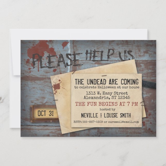 Halloween Zombie mort | Invitation Déplaisante (Devant)