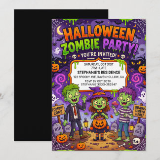 Halloween Zombie Party Graveyard Invitation