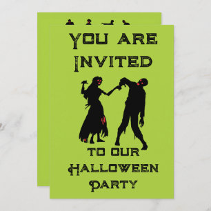 Halloween Zombie Party Invitation verte