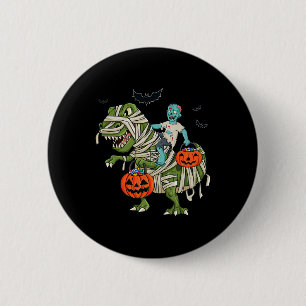 Halloween Zombie Riding T Rex Fun Boys Girls Kids 2 Inch Round Button