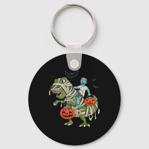 Halloween Zombie Riding T Rex Fun Boys Girls Kids Keychain