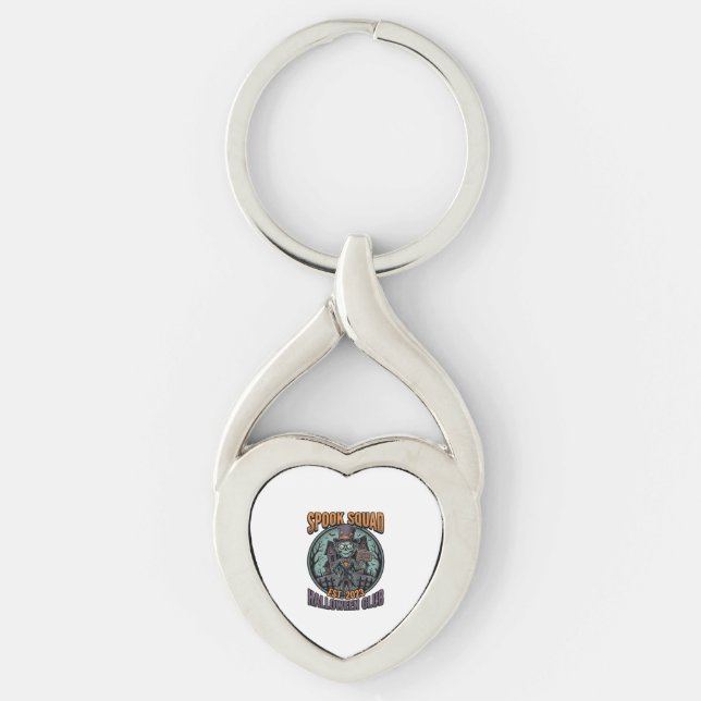Halloween Zombie Shirt Funny Spook Squad Engraved  Keychain (Front)