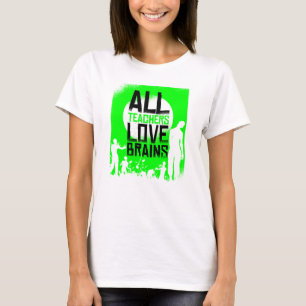 halloween zombie teachers love brains funny T-Shirt