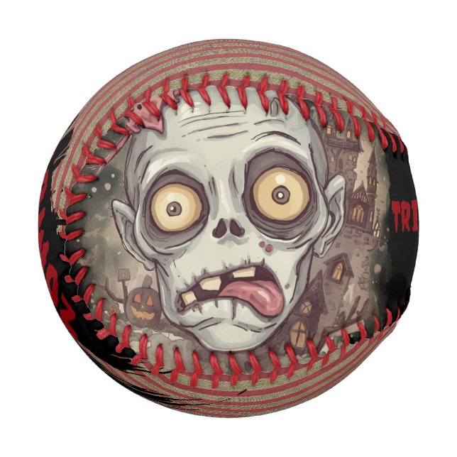 Halloween, Zombie,Trick or Brain, Scary, Spooky Baseball (Front Left)