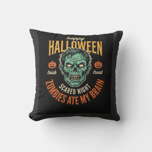 Halloween Zombies Ate My Brain Throw Pillow