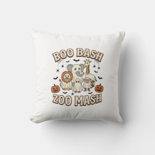 Halloween Zoo Boo Bash Funny Animal Party_1 Throw Pillow