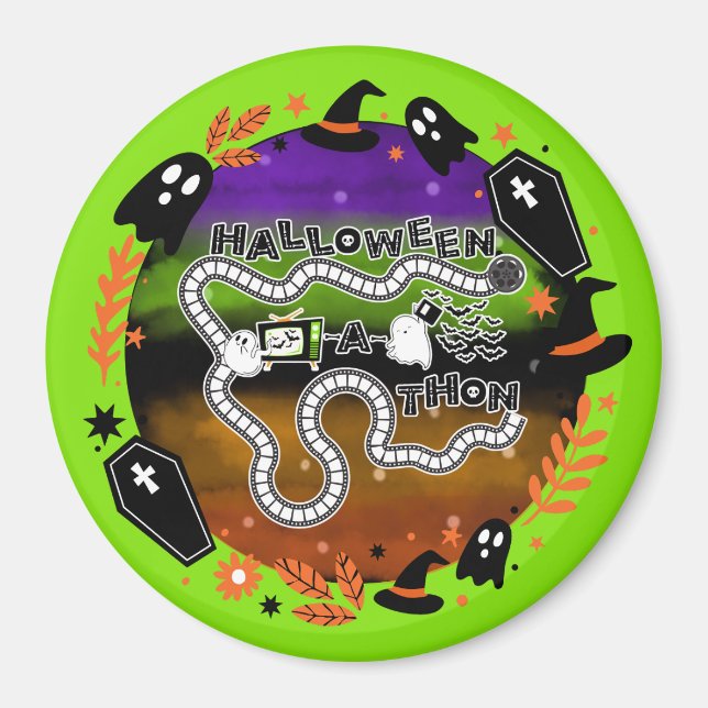 Halloweenathon Circle Jeu Board Green Magnet (Devant)