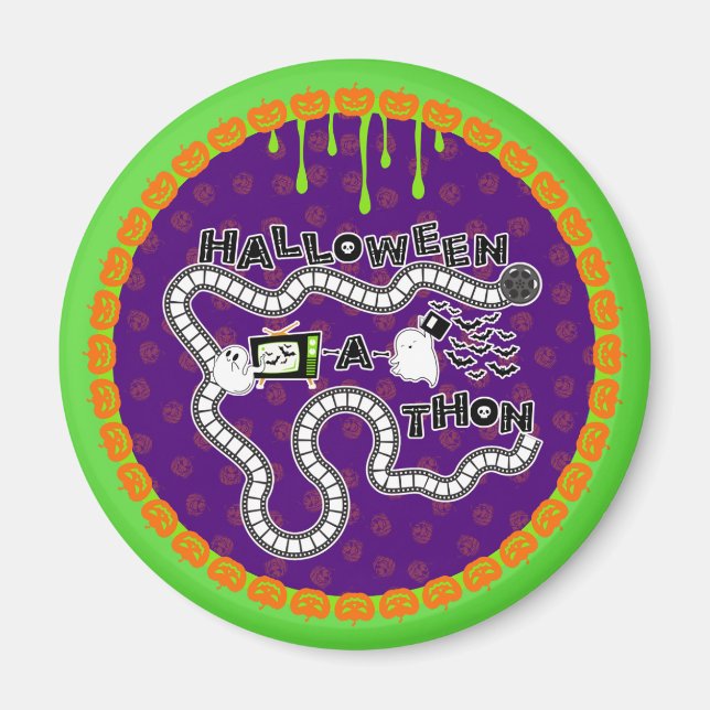 Halloweenathon Game Board Circle with Ghosts Magnet (Front)