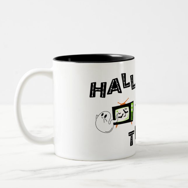 Halloweenathon Logo with Skele Two-Tone Coffee Mug (Left)