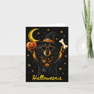 Halloweenie funny halloween dachshund witch card
