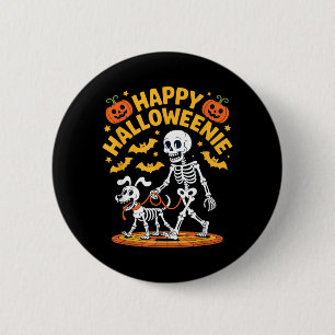 Halloweenie Skeleton Walk Funny Dog Lover 2 Inch Round Button