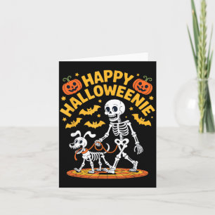 Halloweenie Skeleton Walk Funny Dog Lover Card