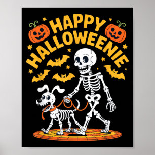Halloweenie Skeleton Walk Funny Dog Lover Poster