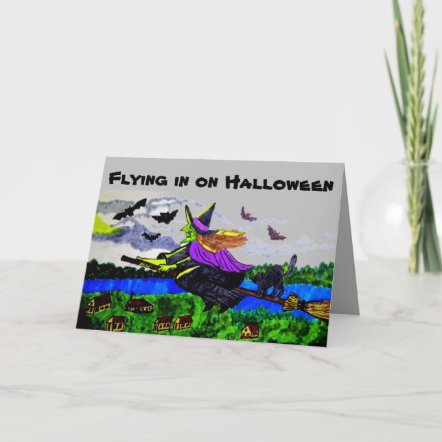 HALLOWEENN WITCH ACCUEILLIR Carte de voeux pliée (Devant)