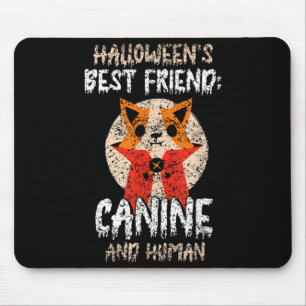 Halloweens Best Friend_ Canine And Human Cute Mouse Pad