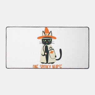 Halloween's Purrfect Blend - One Spooky Nurse Cat Desk Mat