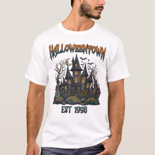 Halloweentown Est Haunted House Spooky Trees Bats T-Shirt