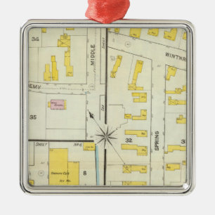 Hallowell, Kennebec County, and Maine Metal Ornament