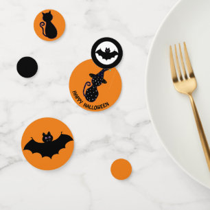 Hallowen black cats & flying bats confetti