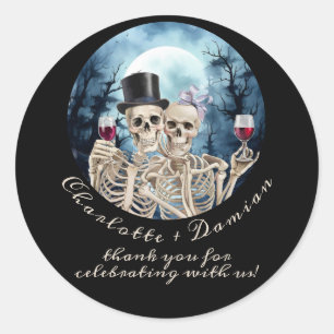 Hallowen Gothic Skulls Tarot The Lovers Wedding Classic Round Sticker