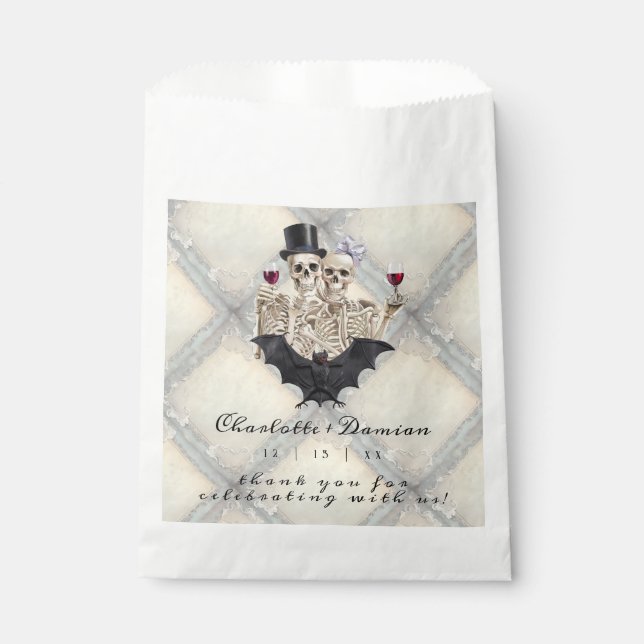 Hallowen Gothic Skulls Tarot The Lovers Wedding Favour Bag (Front)