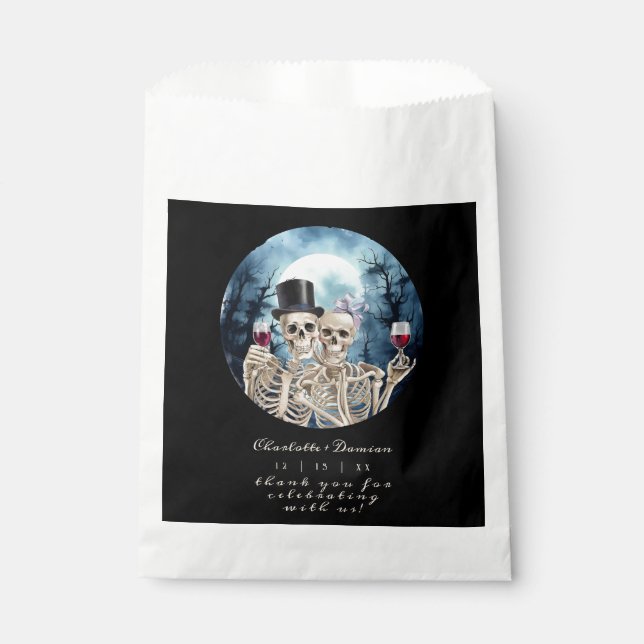 Hallowen Gothic Skulls Tarot The Lovers Wedding Favour Bag (Front)