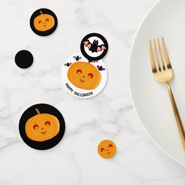 Hallowen pumpkins & bats confetti (Group)