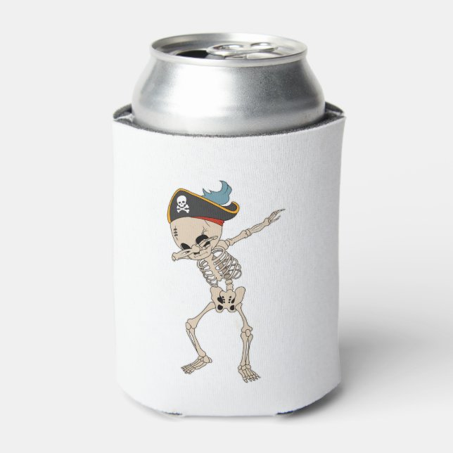 Hallowen Skeleton Pirate Dab Dance Can Cooler (Can Front)