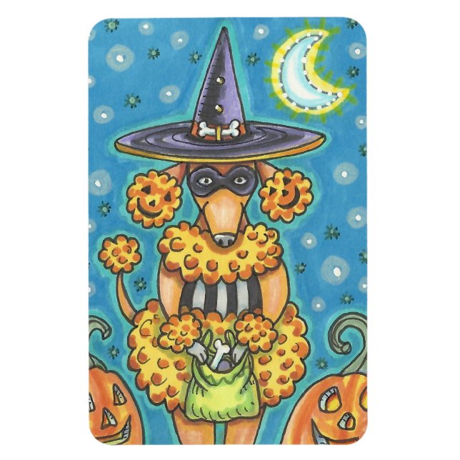 HALLOWEWEEN CITROUILLE POODLE, CHIEN MAGNET (Vertical)