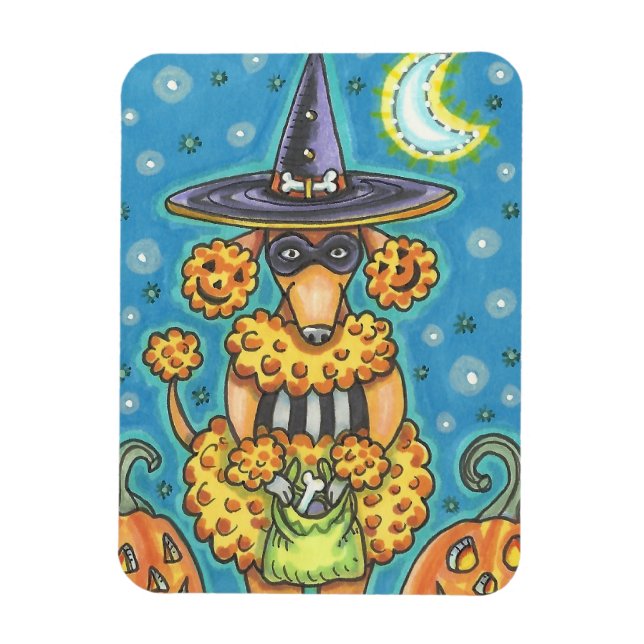 HALLOWEWEEN CITROUILLE POODLE, CHIEN MAGNET (Vertical)