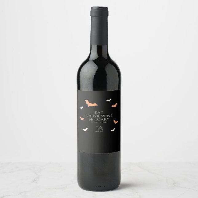 Hallowine Halloween Quote Eat Drink Be Scary Wine Label (Front)