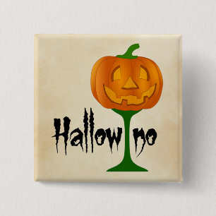 Hallowino Pumpkin Wine Glass Halloween 2 Inch Square Button