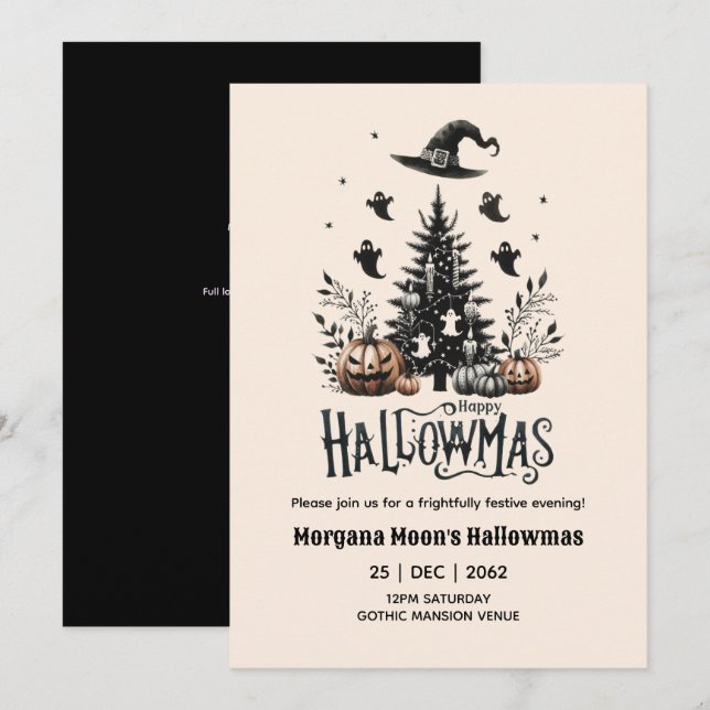 Hallowmas Invitations Noël avec thème Éffrayant (Devant / Derrière)