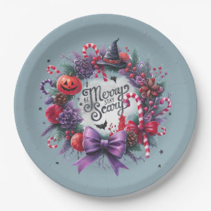 Hallowmas Wreath Merry Scary Christmas Halloween Paper Plate