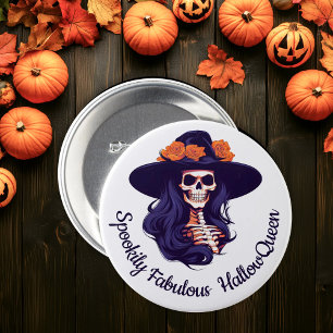 HallowQueen Witch Illustration Halloween 3 Inch Round Button