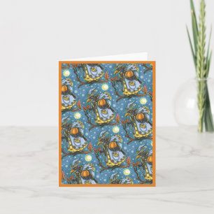 HALLOWS EVE BLACKBIRD WIZARD, HALLOWEEN RAVEN HOLIDAY CARD
