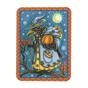 HALLOWS EVE BLACKBIRD WIZARD, HALLOWEEN RAVEN MAGNET