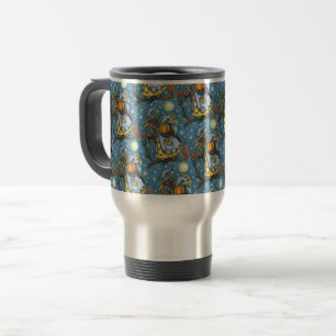 HALLOWS EVE BLACKBIRD WIZARD, HALLOWEEN RAVEN TRAVEL MUG