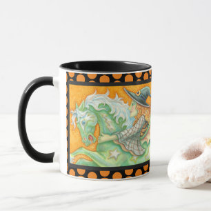 HALLOWS EVE WITCH AND HORSE COMBO MUG Black Orange