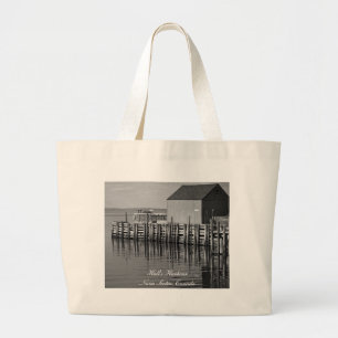 Hall's Harbour Wharf (B&W) Bag