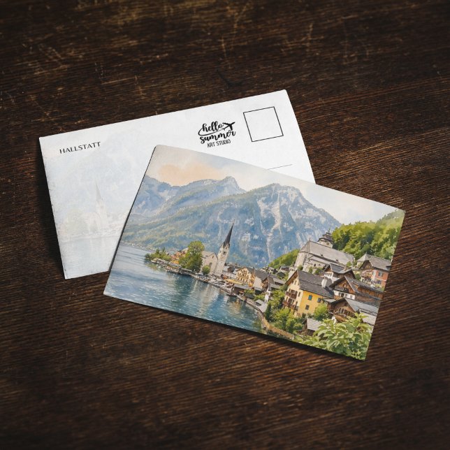 Hallstatt Austria Watercolor Postcard (Creator Uploaded)