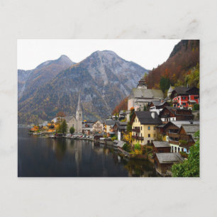 HALLSTATT IN AUTUMN - LAKE HALLSTATT, AUSTRIA POSTCARD