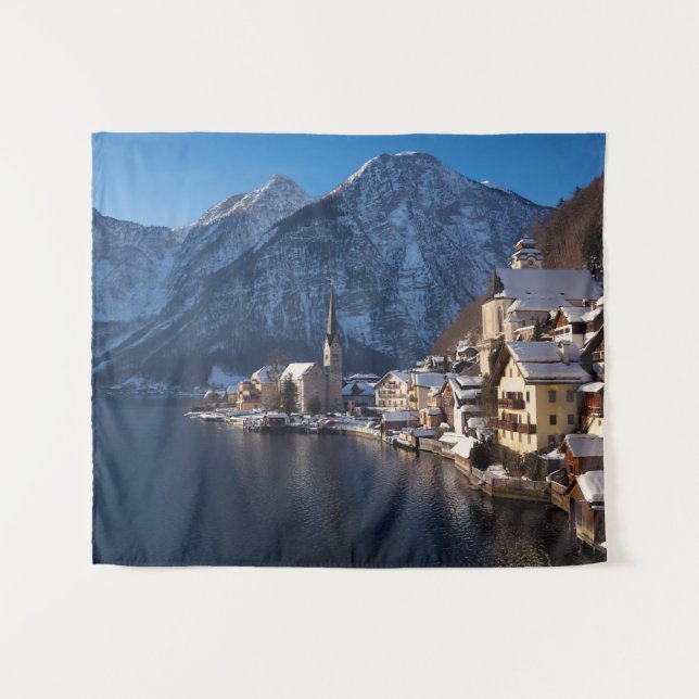 Hallstatt town in the snow in winter tapestry (Front (Horizontal))