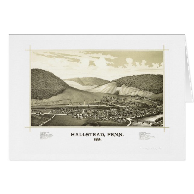 Hallstead, carte panoramique de PA - 1887 (Devant horizontal)