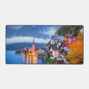 Hallsttatt night scene, Austria Desk Mat