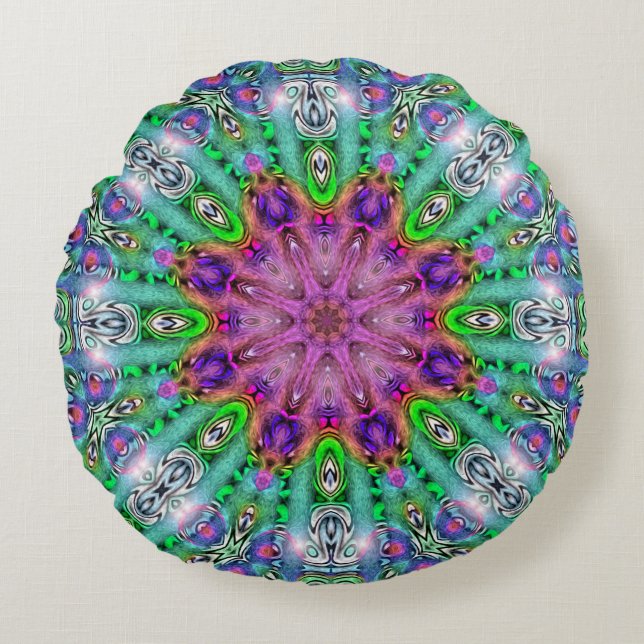 Hallucinogen Solstice Mandala Round Pillow (Front)