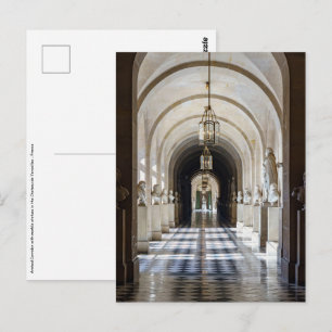 Hallway with statues in the Chateau de Versailles Postcard
